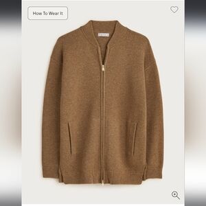 J Crew Full-zip flight Lambs Wool sweater-jacket